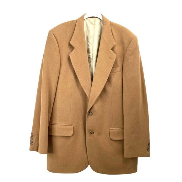 Oscar De La Renta wool cashmere blend suit jacket blazer Sz 44L camel caramel - Picture 4 of 10